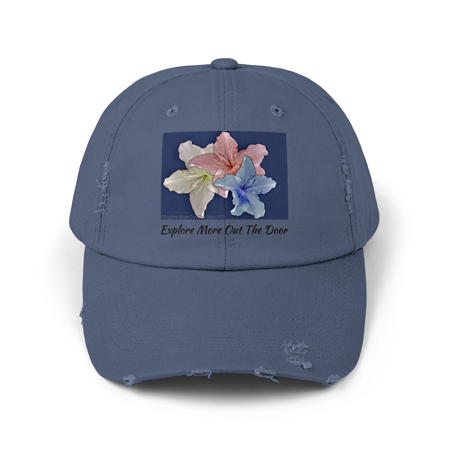 Explore More Out the Door Distressed Baseball Hat, Outdoor Gear, Adventure Cap, Summer Hat, Travel Headwear