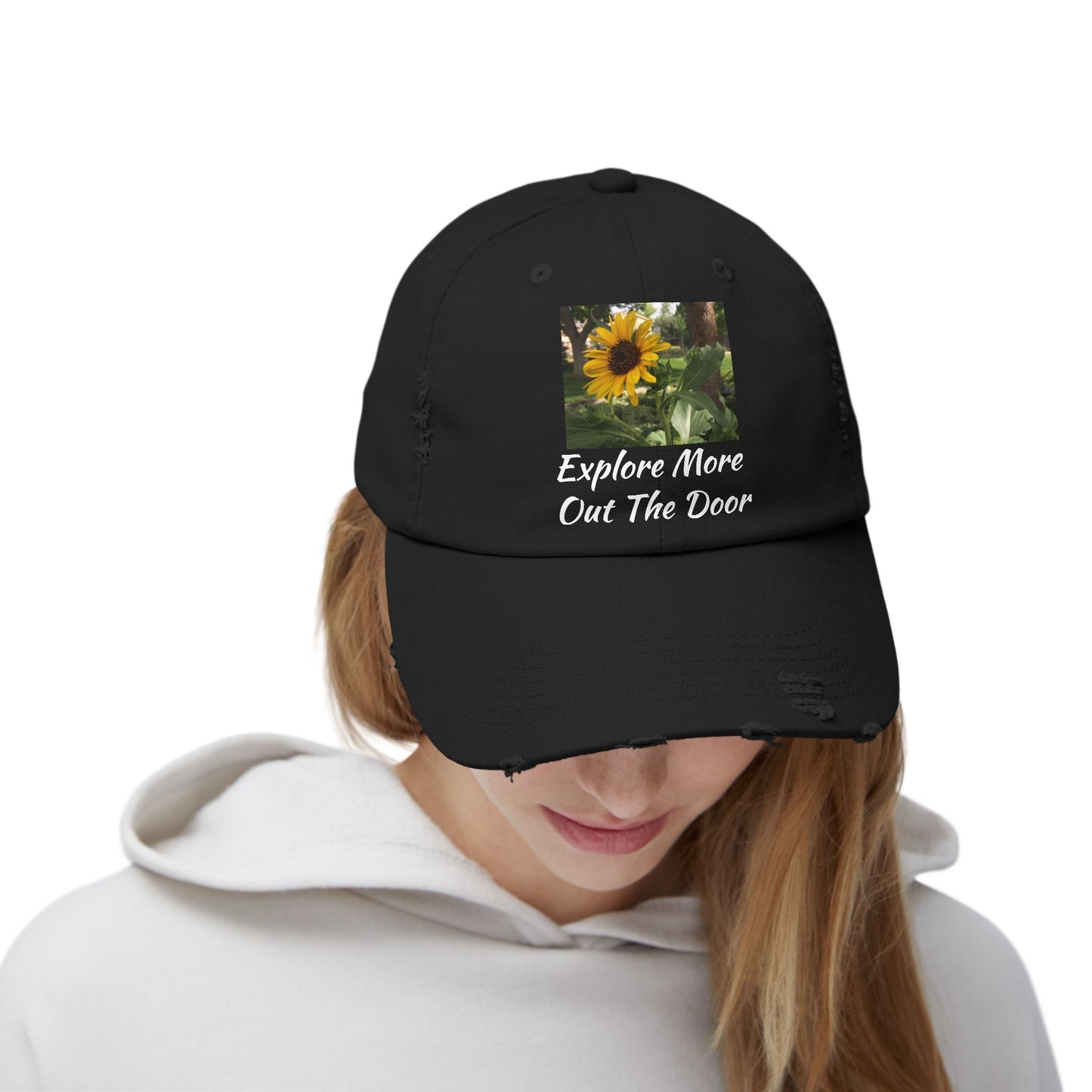 Sunflower Adventure Explore More Out the Door Distressed Cap