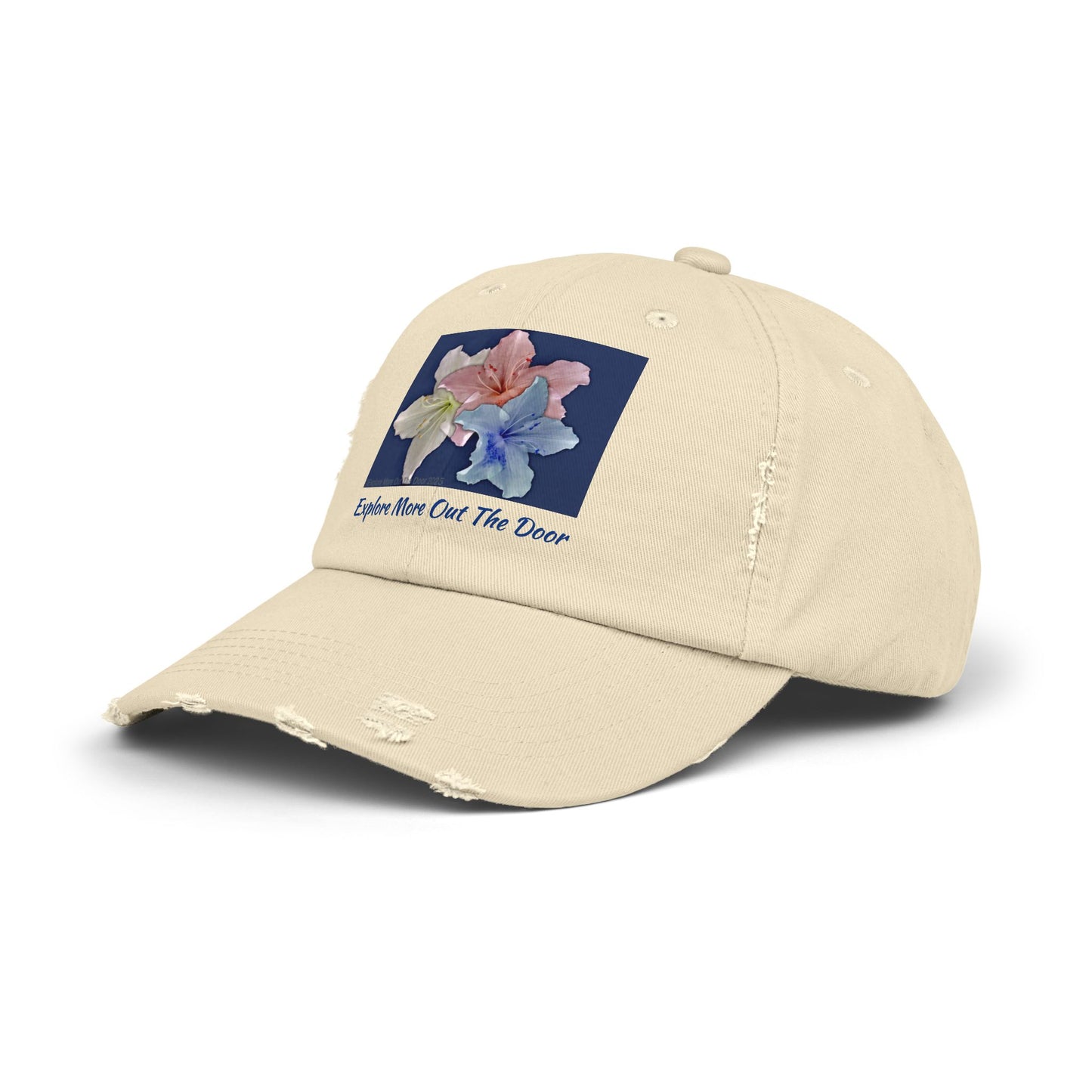 Explore More Out the Door Distressed Baseball Hat, Outdoor Gear, Adventure Cap, Summer Hat, Travel Headwear