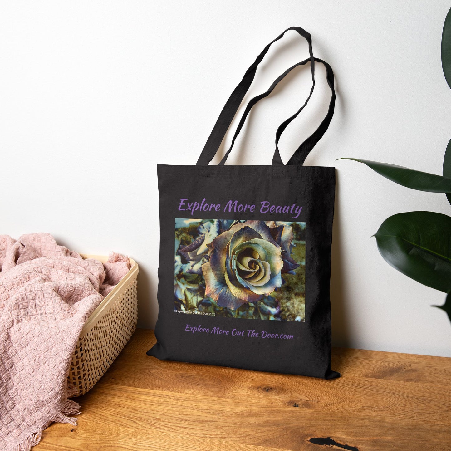 Beauty Inspired Rose Cotton Canvas Tote Bag - Explore More Beauty