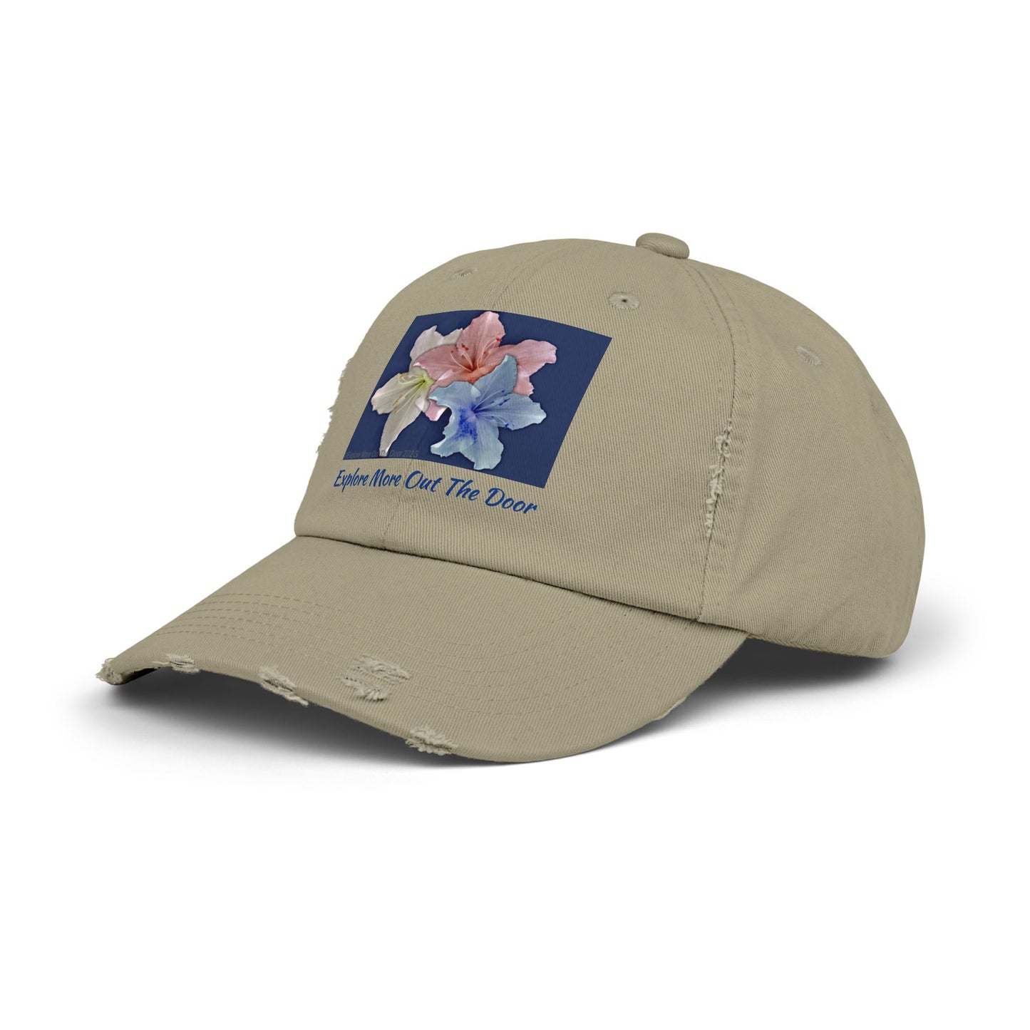 Explore More Out the Door Distressed Baseball Hat, Outdoor Gear, Adventure Cap, Summer Hat, Travel Headwear