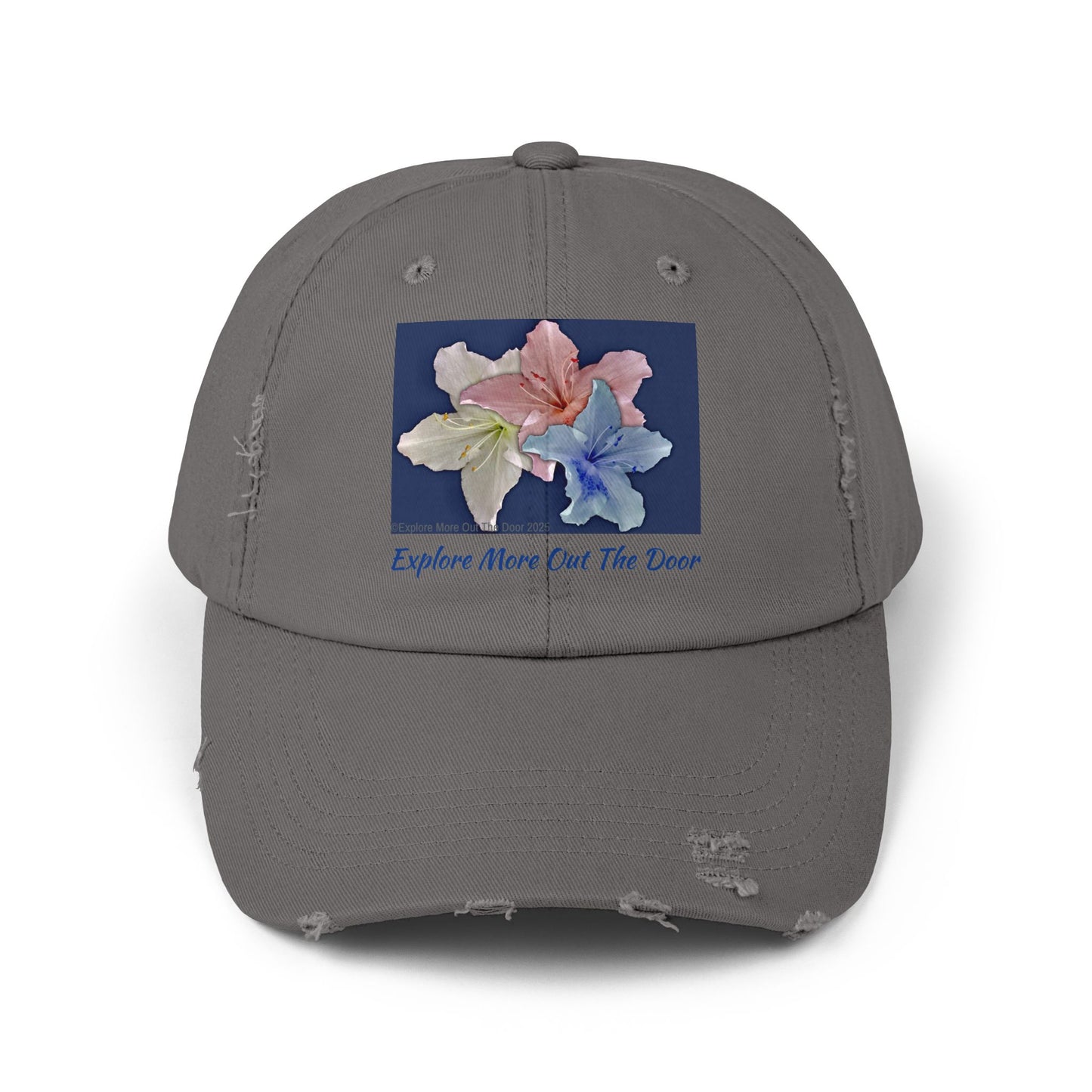 Explore More Out the Door Distressed Baseball Hat, Outdoor Gear, Adventure Cap, Summer Hat, Travel Headwear