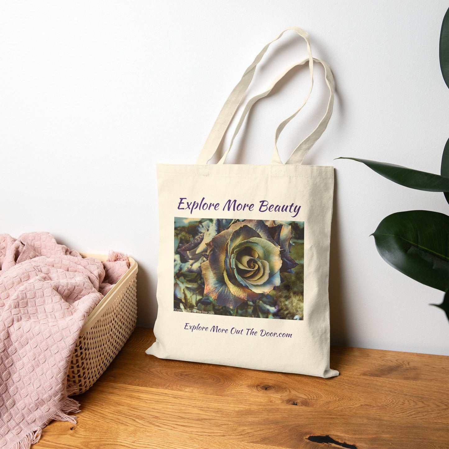 Beauty Inspired Rose Cotton Canvas Tote Bag - Explore More Beauty