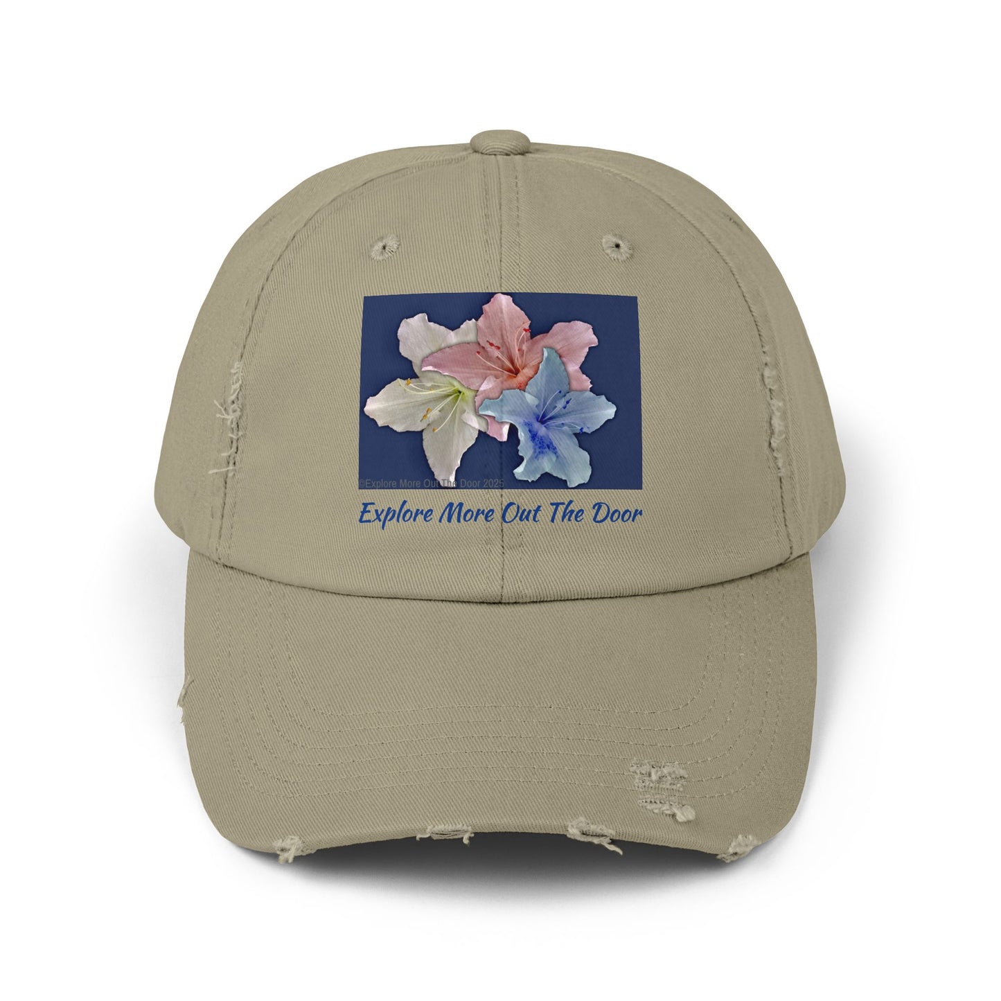 Explore More Out the Door Distressed Baseball Hat, Outdoor Gear, Adventure Cap, Summer Hat, Travel Headwear