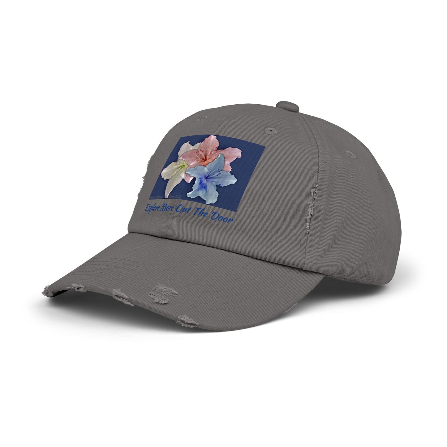 Explore More Out the Door Distressed Baseball Hat, Outdoor Gear, Adventure Cap, Summer Hat, Travel Headwear
