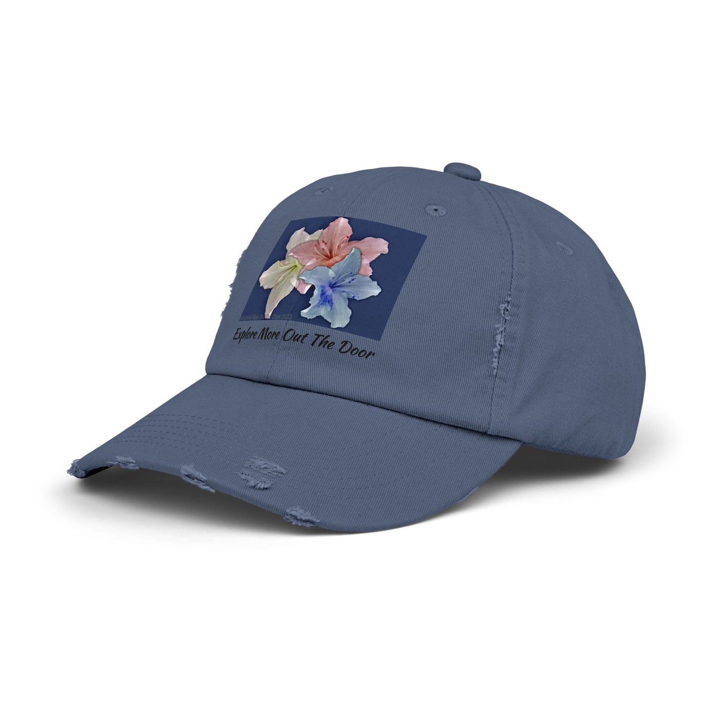 Explore More Out the Door Distressed Baseball Hat, Outdoor Gear, Adventure Cap, Summer Hat, Travel Headwear