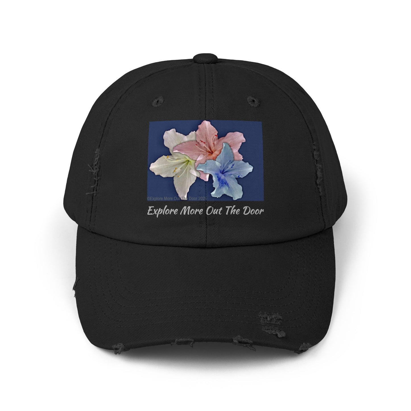 Explore More Out the Door Distressed Baseball Hat, Outdoor Gear, Adventure Cap, Summer Hat, Travel Headwear