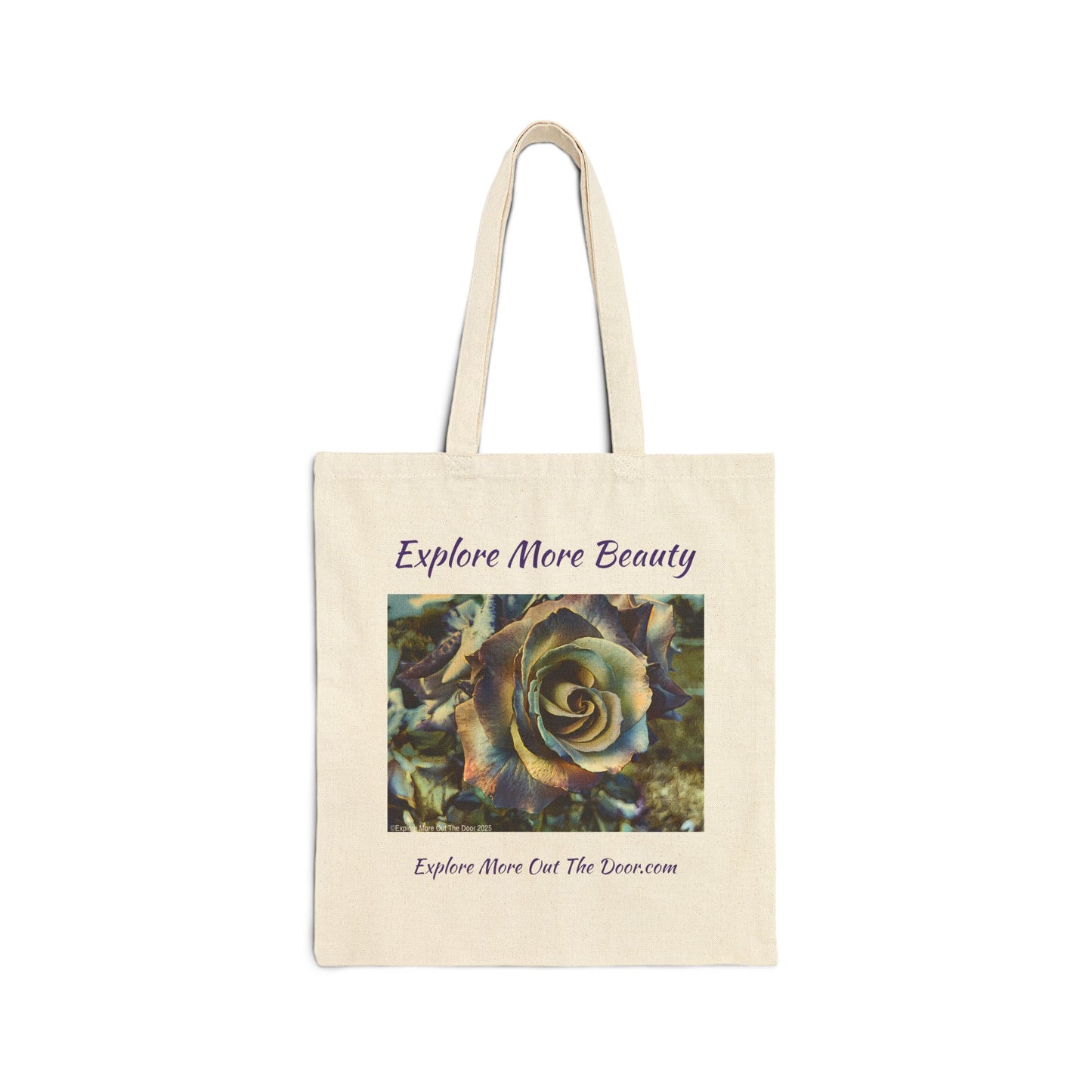 Beauty Inspired Rose Cotton Canvas Tote Bag - Explore More Beauty
