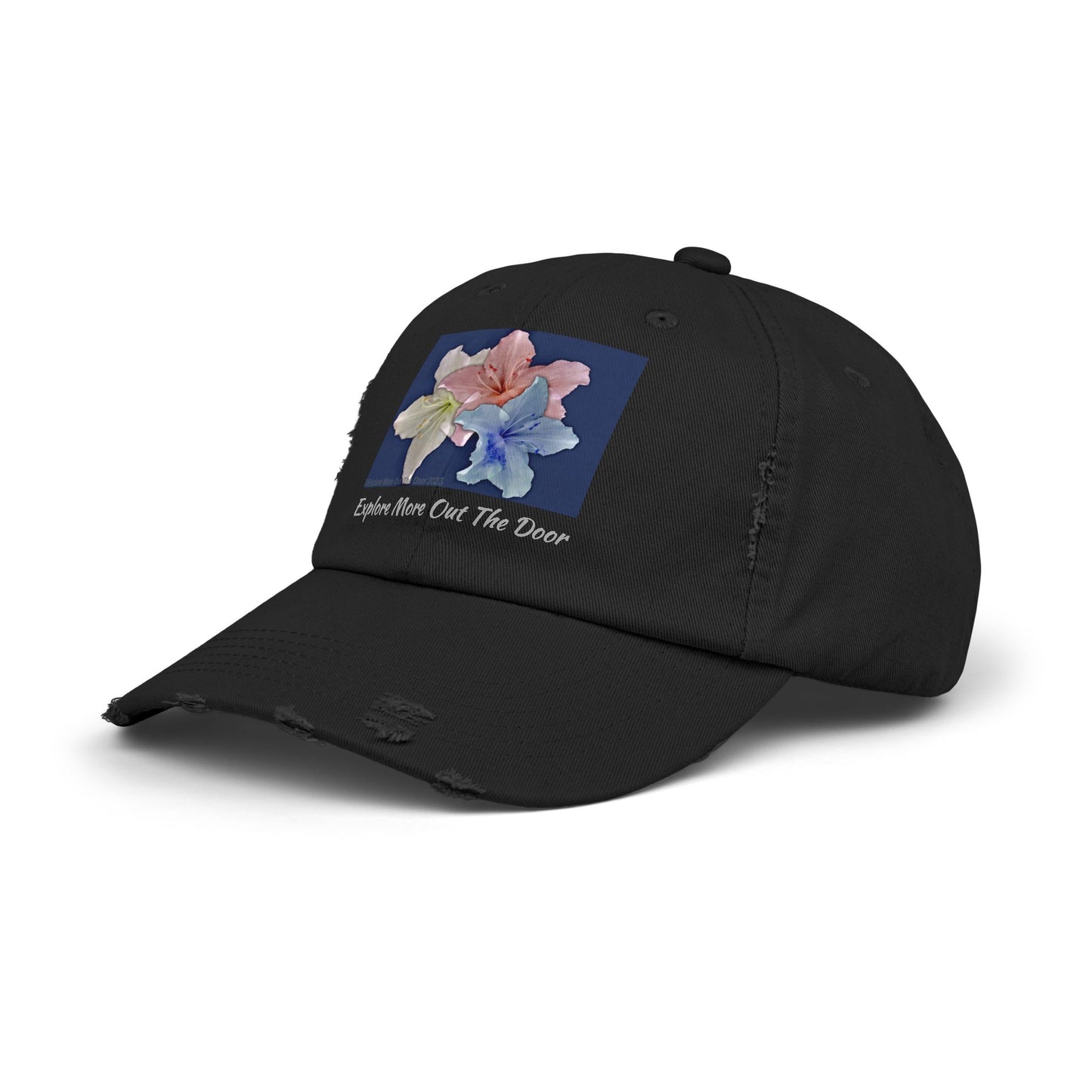 Explore More Out the Door Distressed Baseball Hat, Outdoor Gear, Adventure Cap, Summer Hat, Travel Headwear