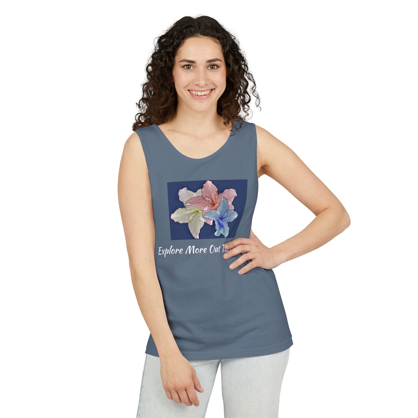 Red, White, and Blue Floral Tank Top - perfect for summer days