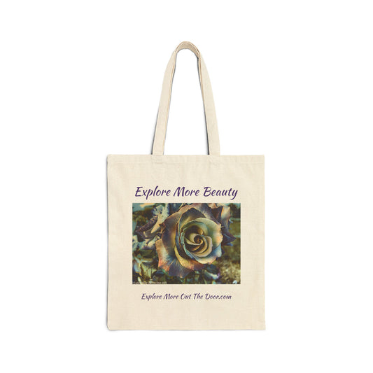 Beauty Inspired Rose Cotton Canvas Tote Bag - Explore More Beauty